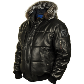 Кожаный пуховик Instinct  black